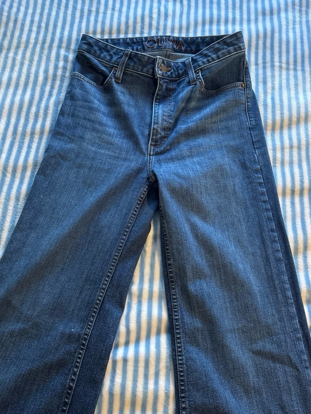 Olivia High-Rise Wide Leg Jeans in Dark Blue